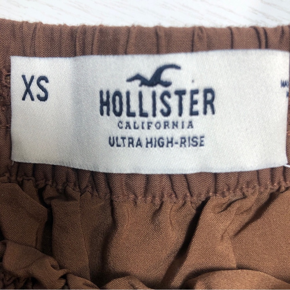 NWT HOLLISTER Skirt Women XS Ultra Mini High Rise Mini Brown Eyelet Boho Peasant - Picture 3 of 6